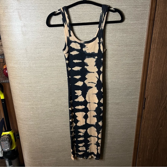 ZARA NEW WOMAN STRAPPY TIE-DYE MIDI DRESS  black & brown size small - Picture 12 of 13